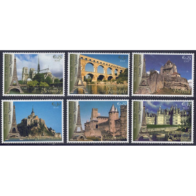 ONU VIENNA 2006 Patrimonio mondiale (Francia) 6v MNH**