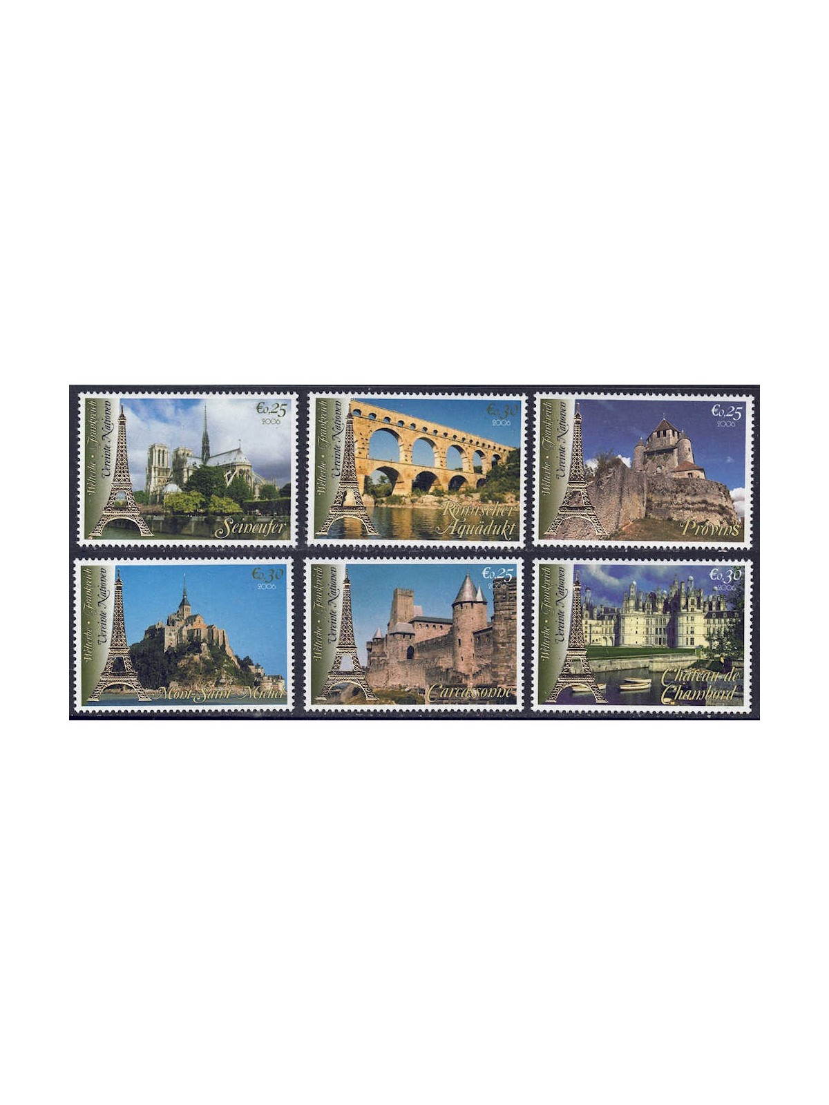 ONU VIENNA 2006 Patrimonio mondiale (Francia) 6v MNH**