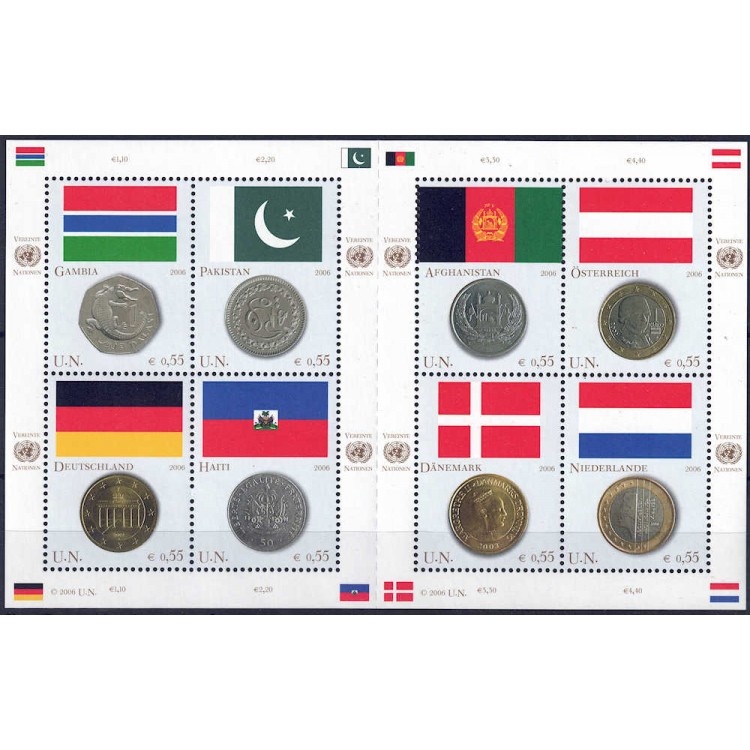 UN VIENNA 2006 Flags and Coins s/s MNH**