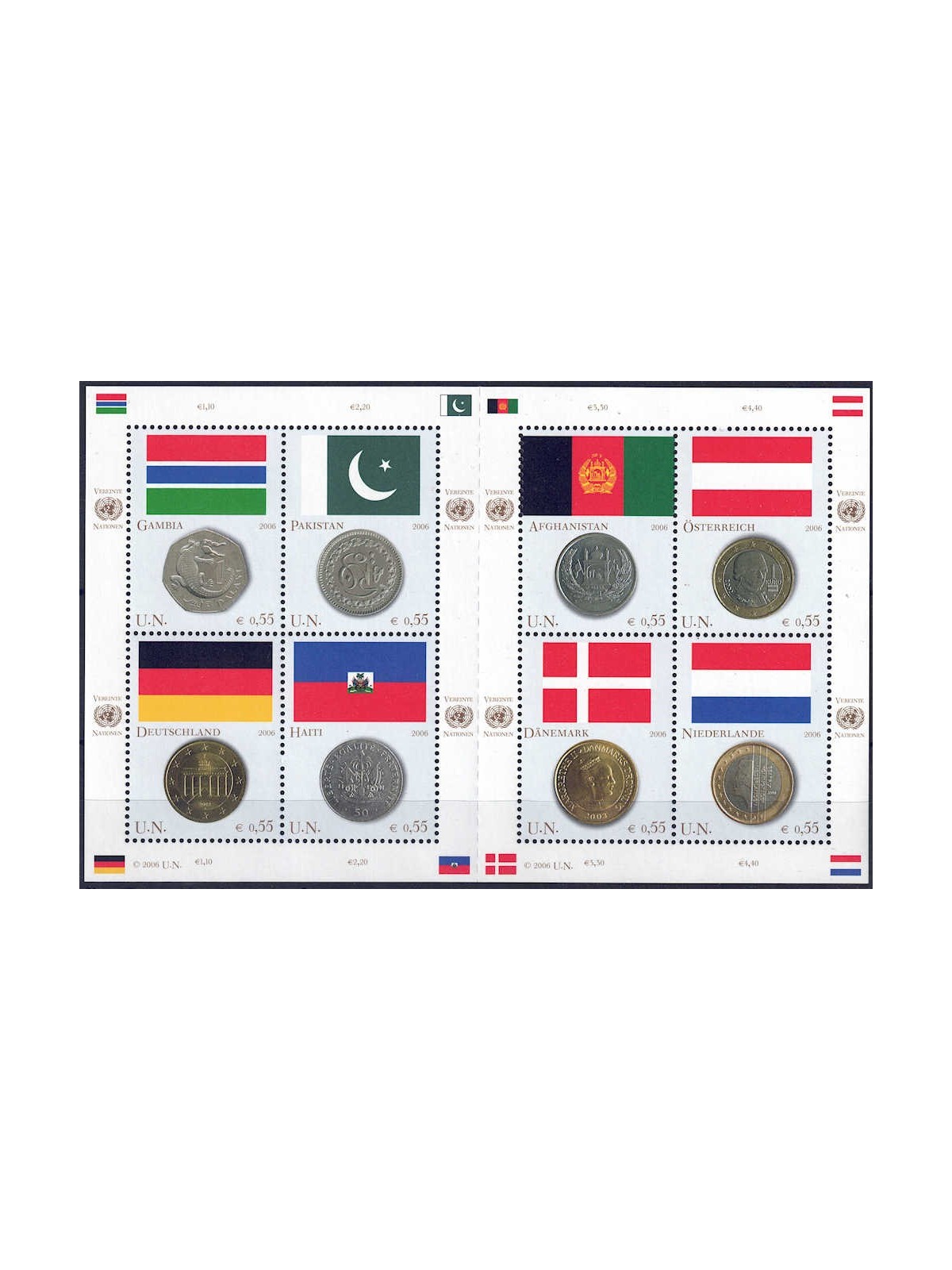 UN VIENNA 2006 Flags and Coins s/s MNH**