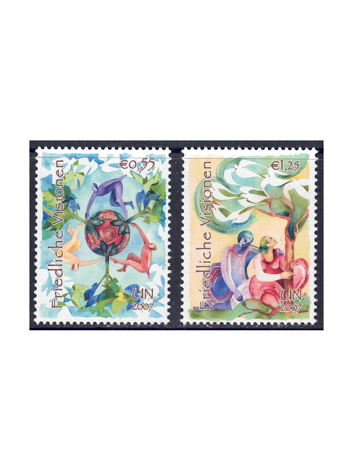 ONU VIENNA 2007 Visioni di Pace 2v MNH**