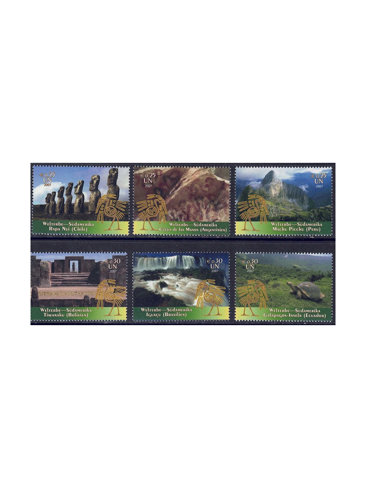 UN VIENNA 2007 World Heritage (South America) 6v MNH**