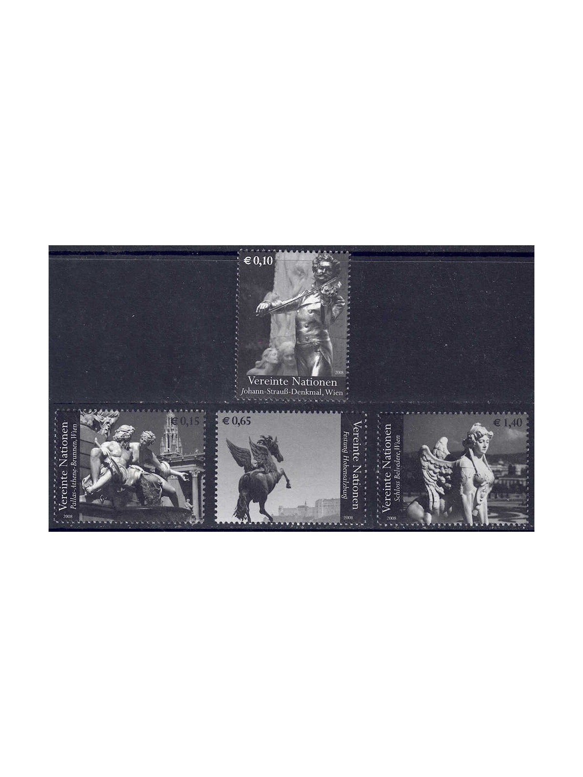 ONU VIENNA 2008 Sculture austriache 4v MNH**