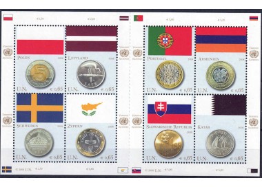 ONU VIENNA 2008 Bandiere e monete BF MNH**