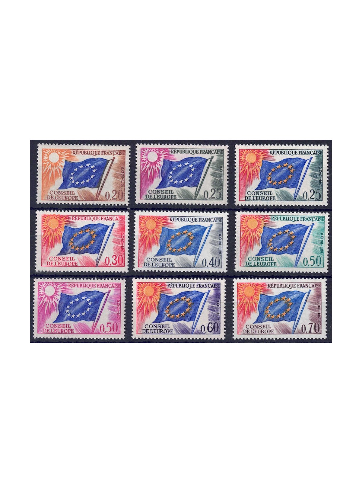 FRANCE 1963-71 Service (Council of Europe) 9v MNH**