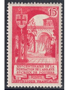 FRANCE 1952 Abbey of the Holy Cross of Poitiers MNH**