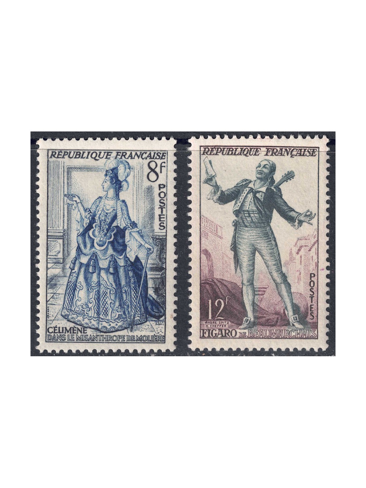 FRANCE 1953 French Theatre Characters (2nd series) 2v MNH**