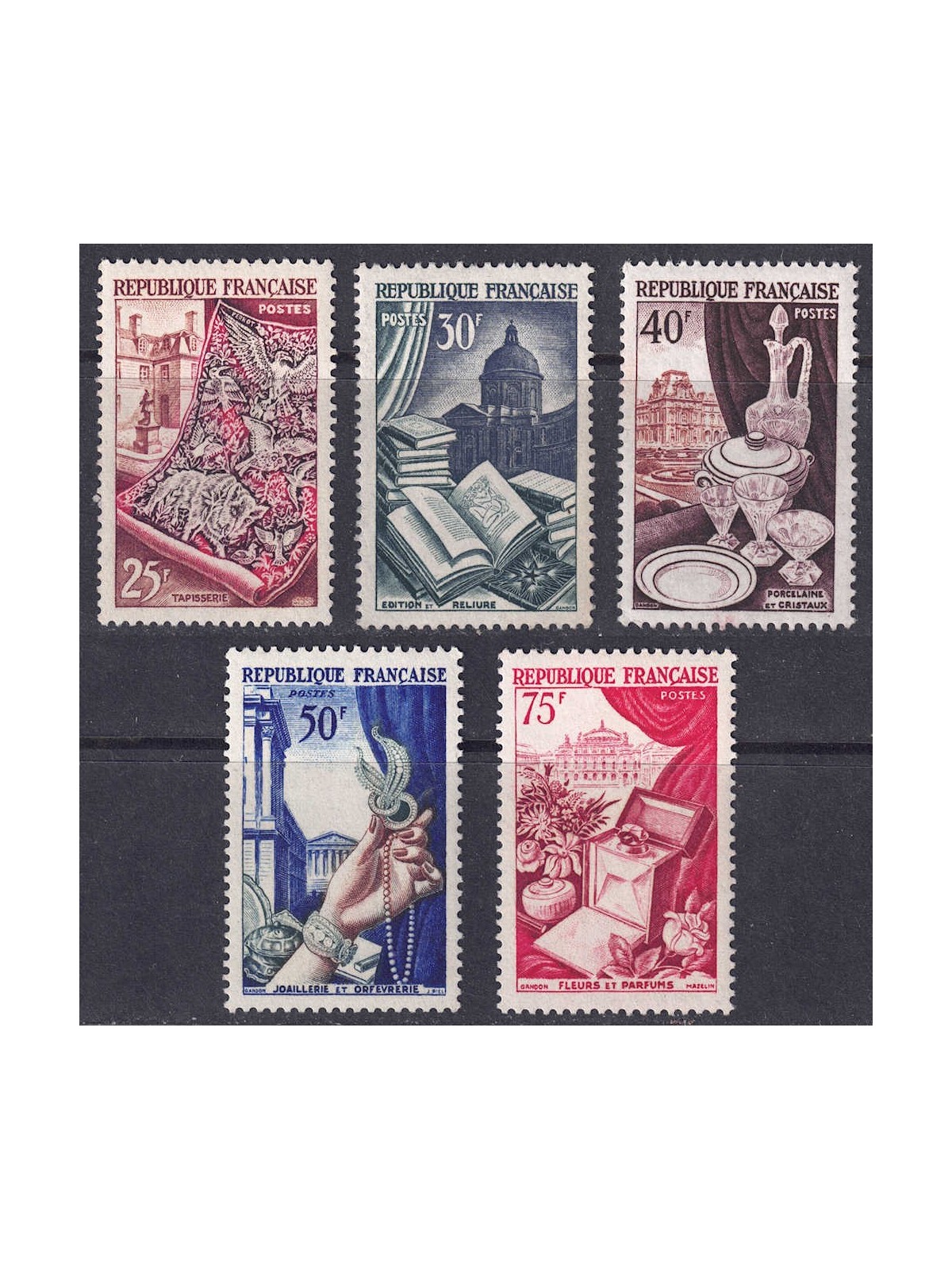 FRANCE 1954 Art and luxury goods 5v MNH**