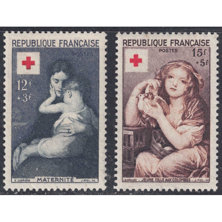 FRANCE 1954 Pro Red Cross 2v MNH**