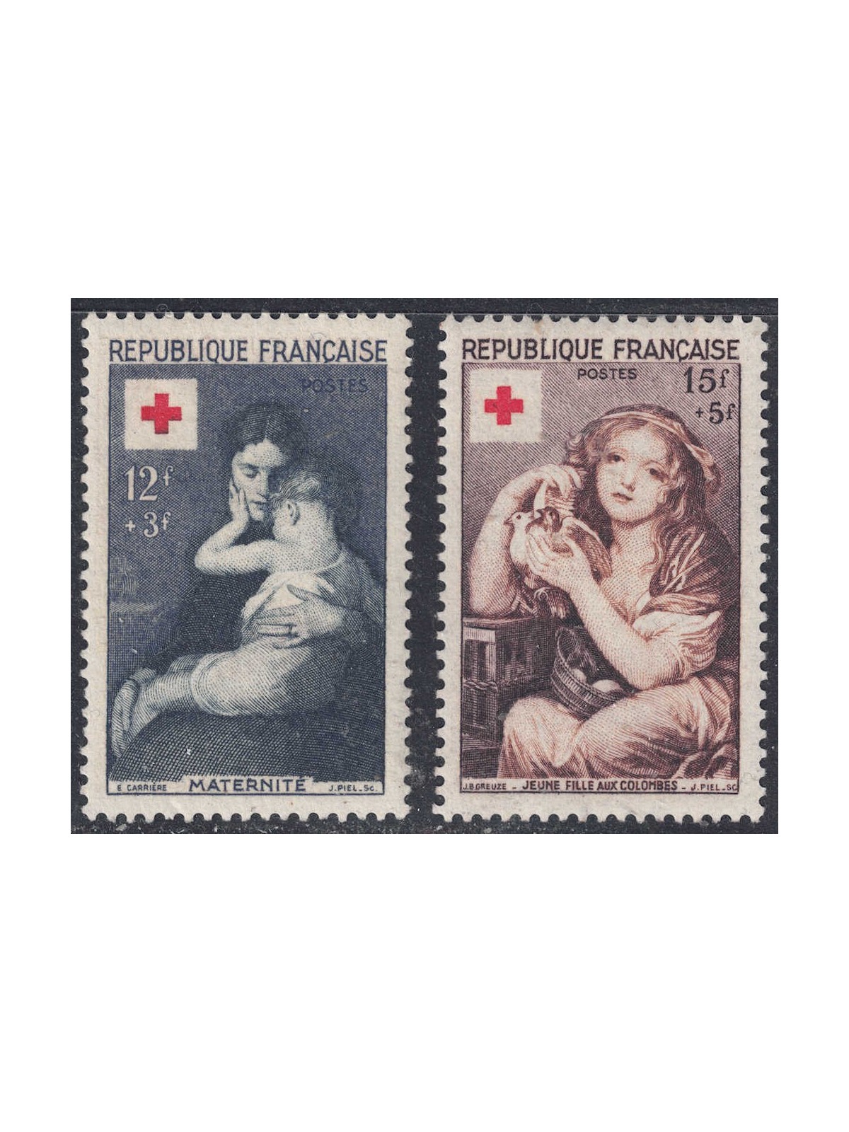 FRANCIA 1954 Pro Croce Rossa 2v MNH**