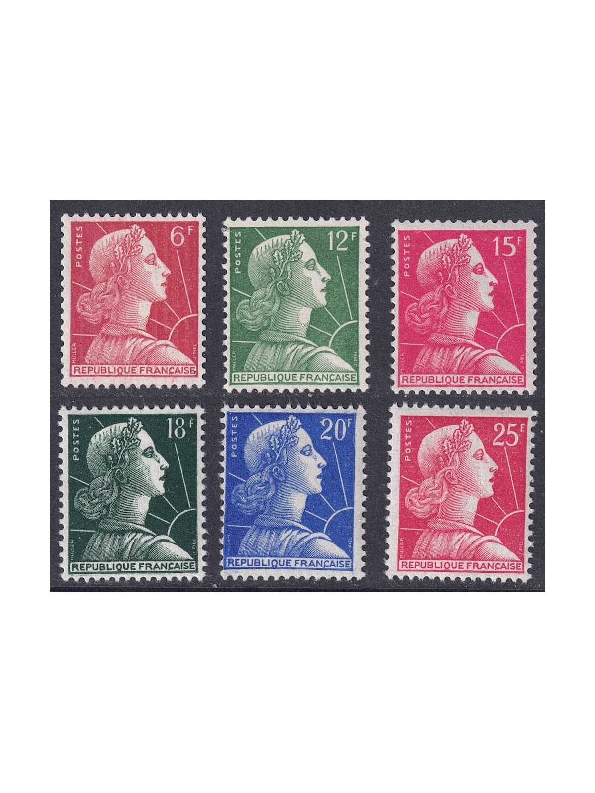 FRANCIA 1955-59 Marianna di Müller 6v MNH**