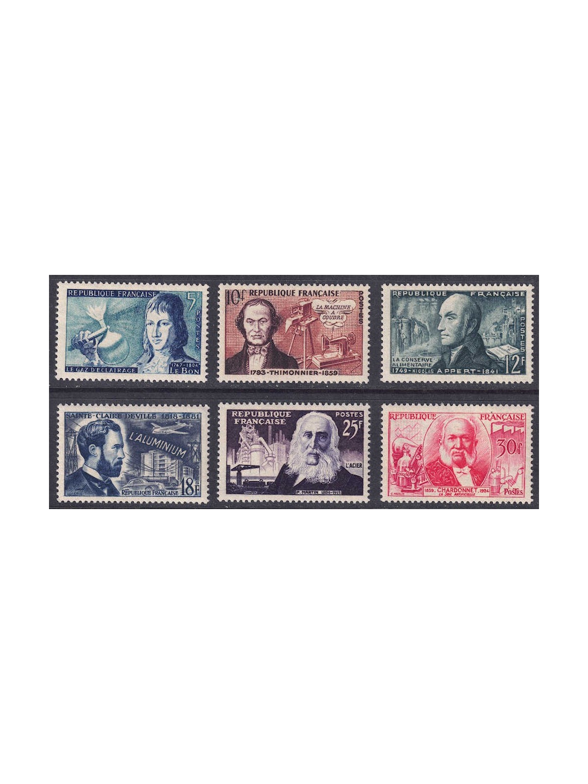 FRANCIA 1955 Inventori celebri 6v MNH**