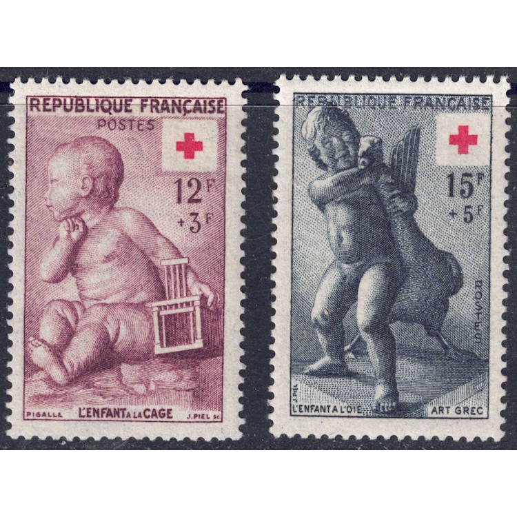 FRANCE 1955 Pro Red Cross 2v MNH**