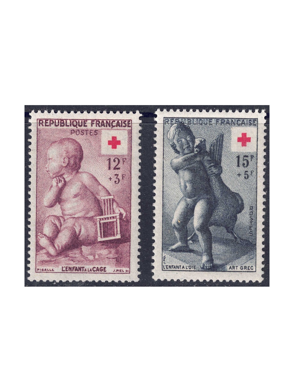 FRANCE 1955 Pro Red Cross 2v MNH**