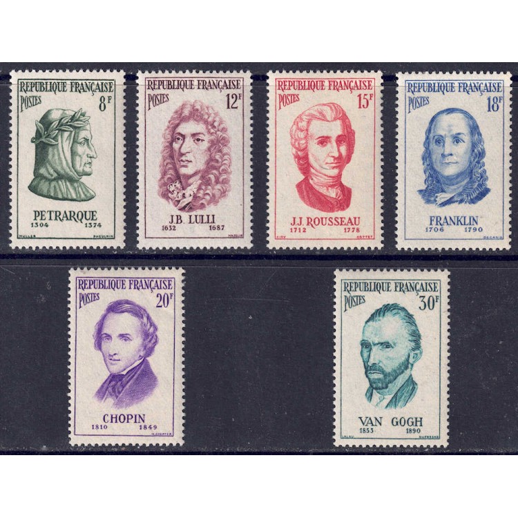 FRANCE 1956 Illustrious men 6v MNH**