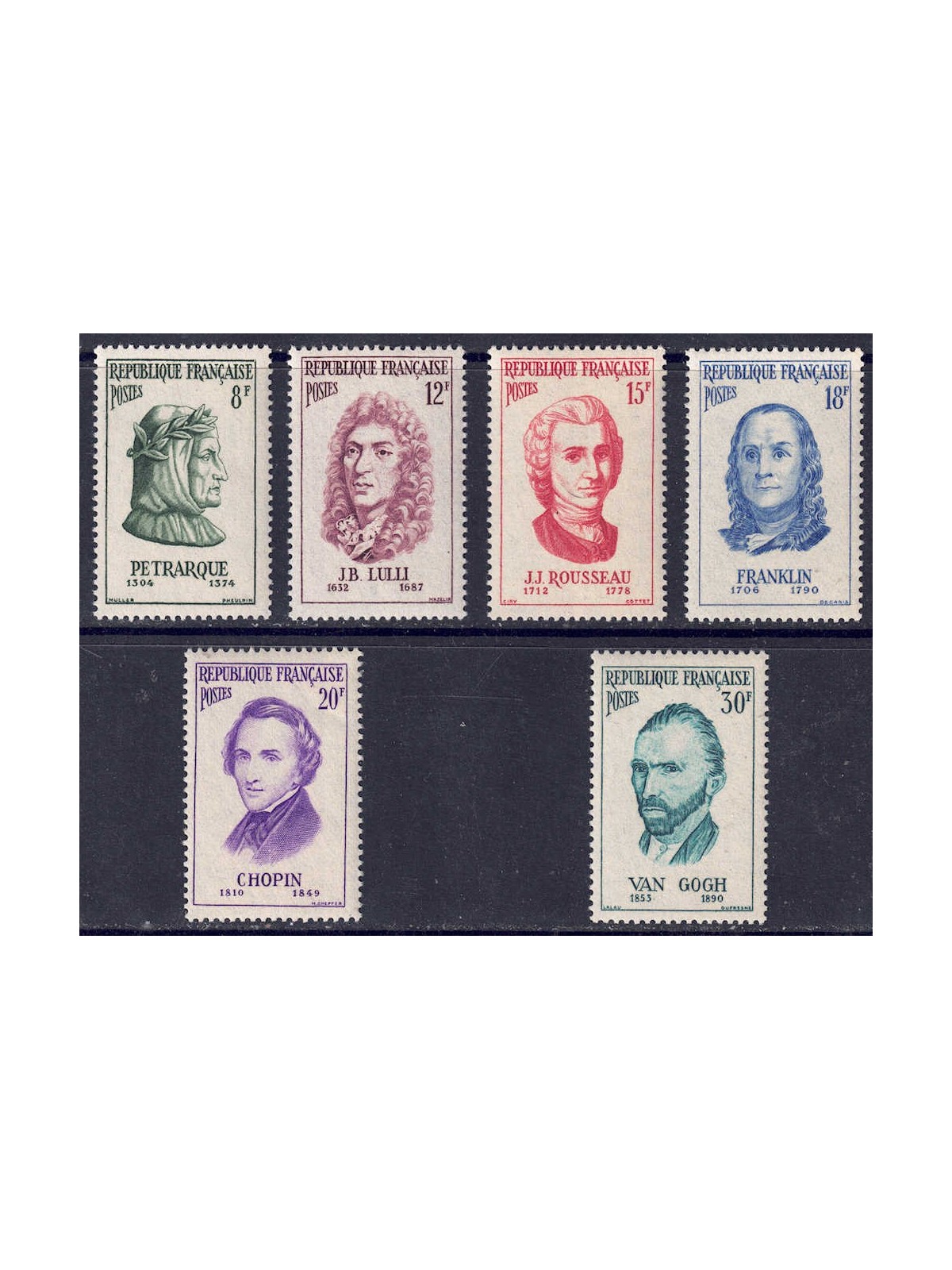 FRANCE 1956 Illustrious men 6v MNH**