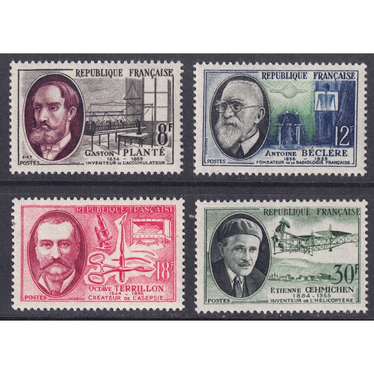 FRANCE 1957 Scientists and inventors 4v MNH**