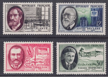 FRANCE 1957 Scientists and inventors 4v MNH**