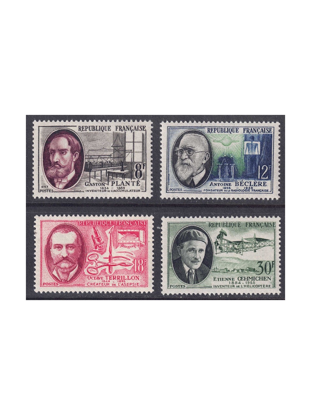 FRANCIA 1957 Scienziati ed inventori 4v MNH**