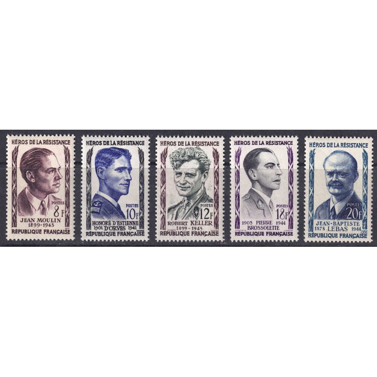 FRANCIA 1957 Eroi della Resistenza (1ª serie) 5v MNH**