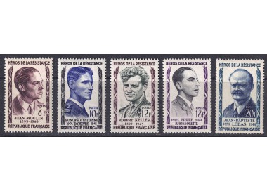 FRANCIA 1957 Eroi della Resistenza (1ª serie) 5v MNH**