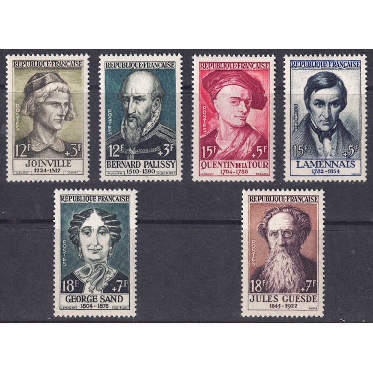 FRANCE 1957 Celebrities from the 13th to the 19th century 6v MNH**