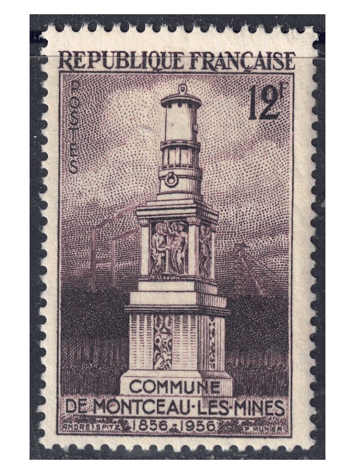 FRANCE 1956 Montceau-les-Mines monument MNH**