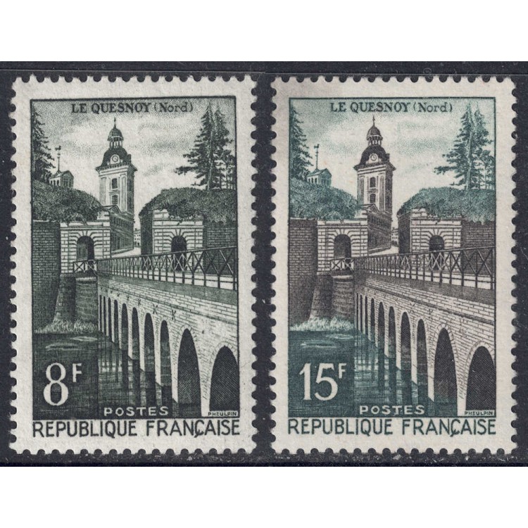 FRANCE 1957 Le Quesnoy Bridge 2v MNH**