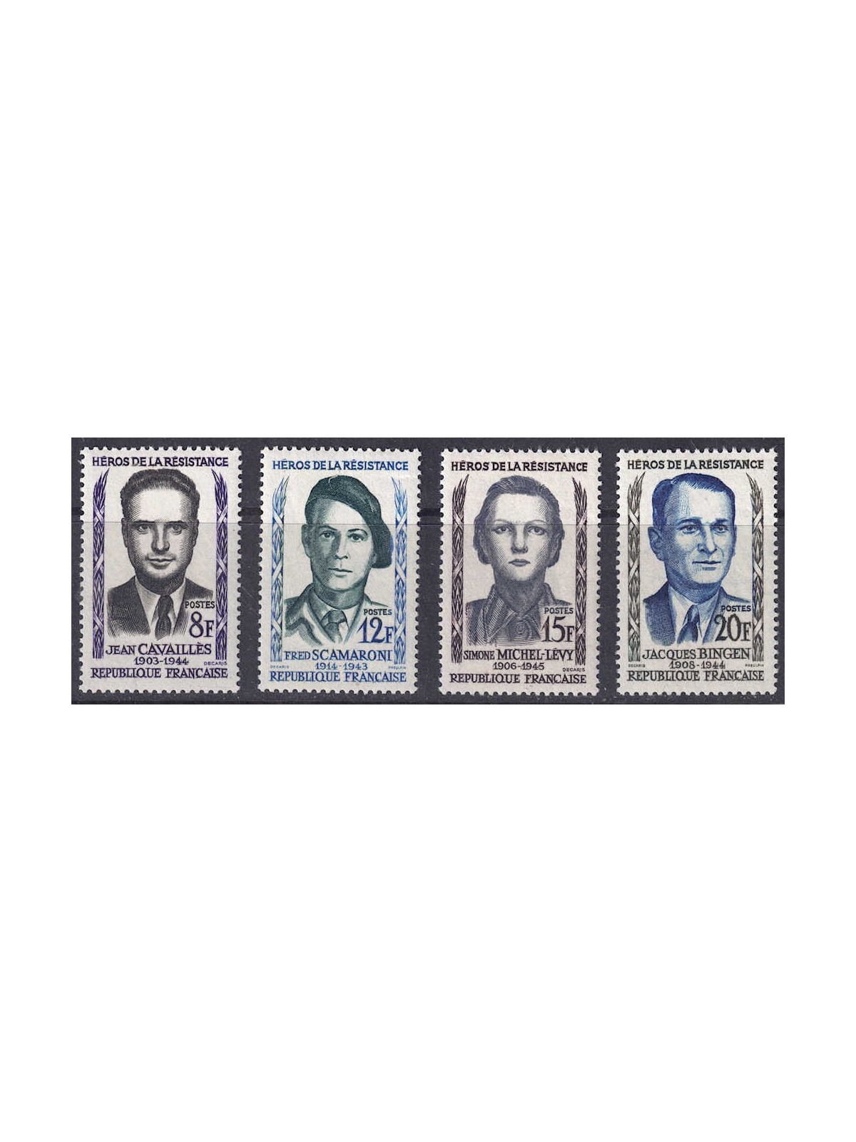 FRANCIA 1958 Eroi della Resistenza (2ª serie) 4v MNH**