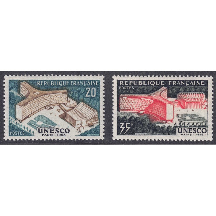FRANCE 1958 New UNESCO Headquarters 2v MNH**