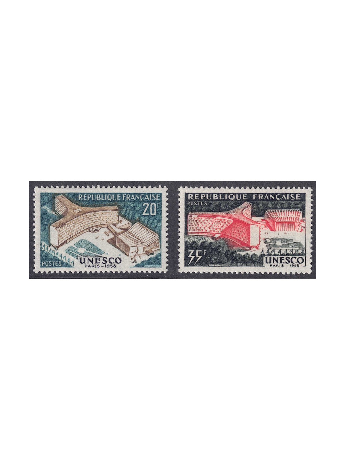 FRANCE 1958 New UNESCO Headquarters 2v MNH**