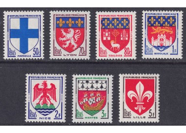 FRANCE 1958 City Coats of Arms (3rd series) 7v MNH**