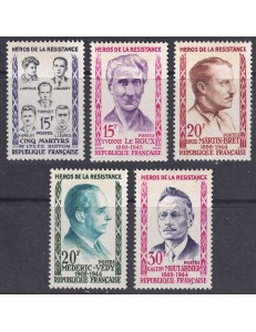 FRANCE 1959 Heroes of the Resistance (3rd series) 5v MNH**