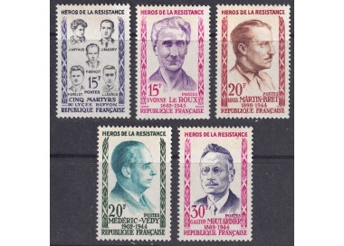 FRANCIA 1959 Eroi della Resistenza (3ª serie) 5v MNH**