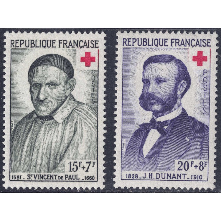 FRANCE 1958 Pro Red Cross 2v MNH**