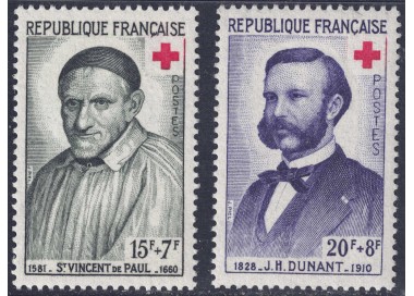 FRANCE 1958 Pro Red Cross 2v MNH**