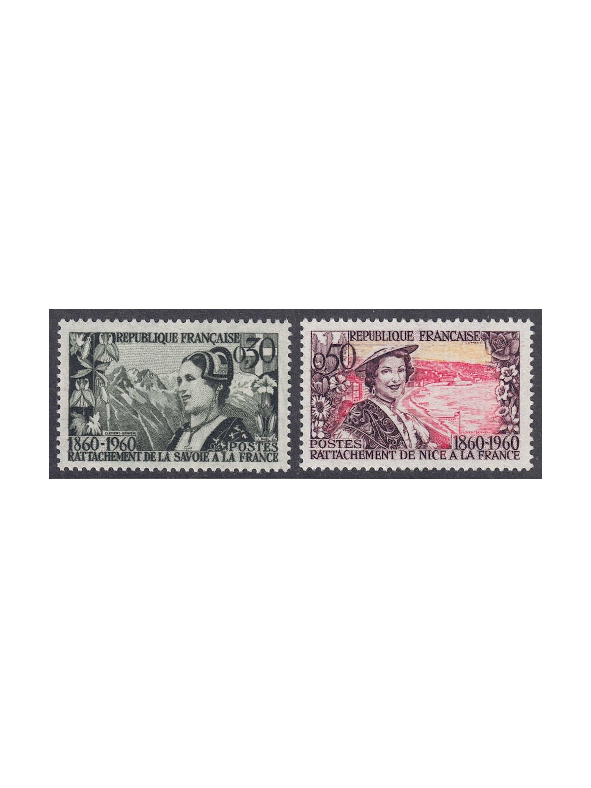 FRANCE 1960 Annexation of Galicia and Nice 2v MNH**