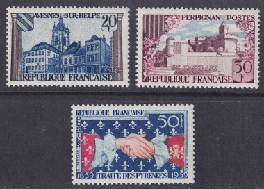 FRANCIA 1959 Trattato dei Pirenei 3v MNH**