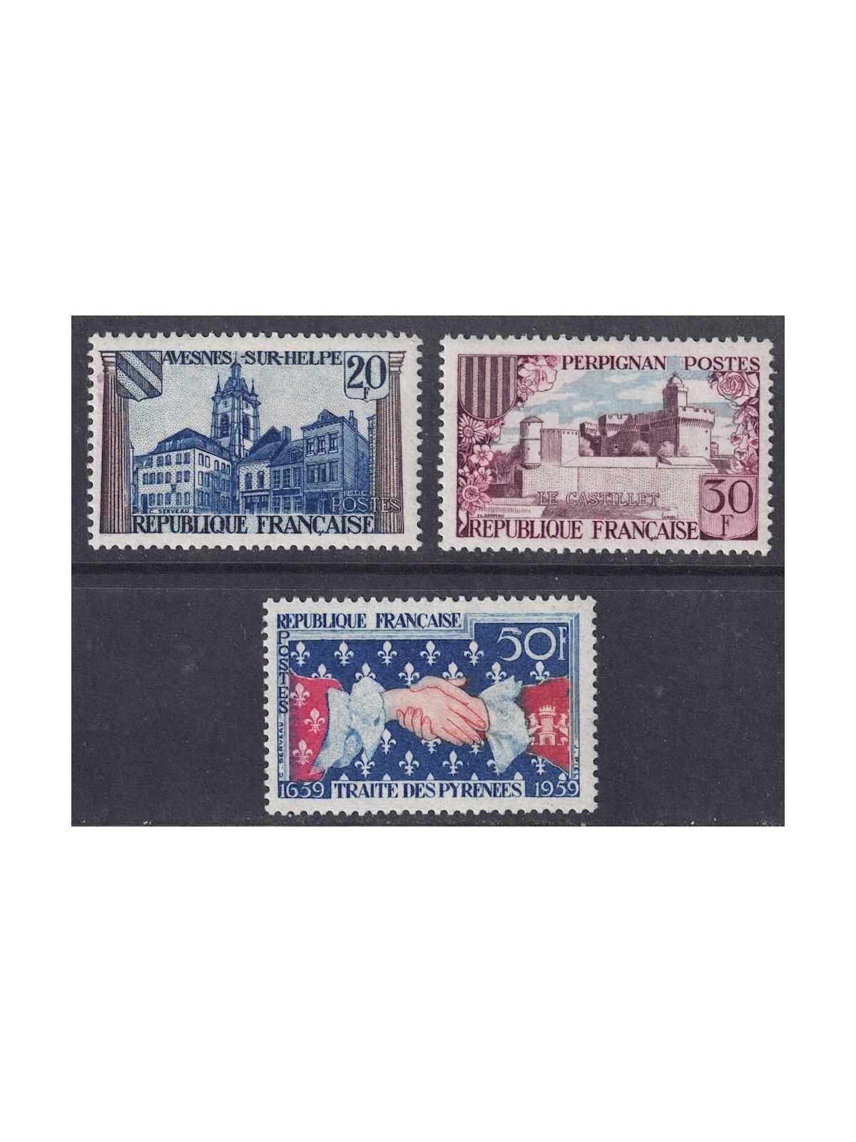 FRANCIA 1959 Trattato dei Pirenei 3v MNH**