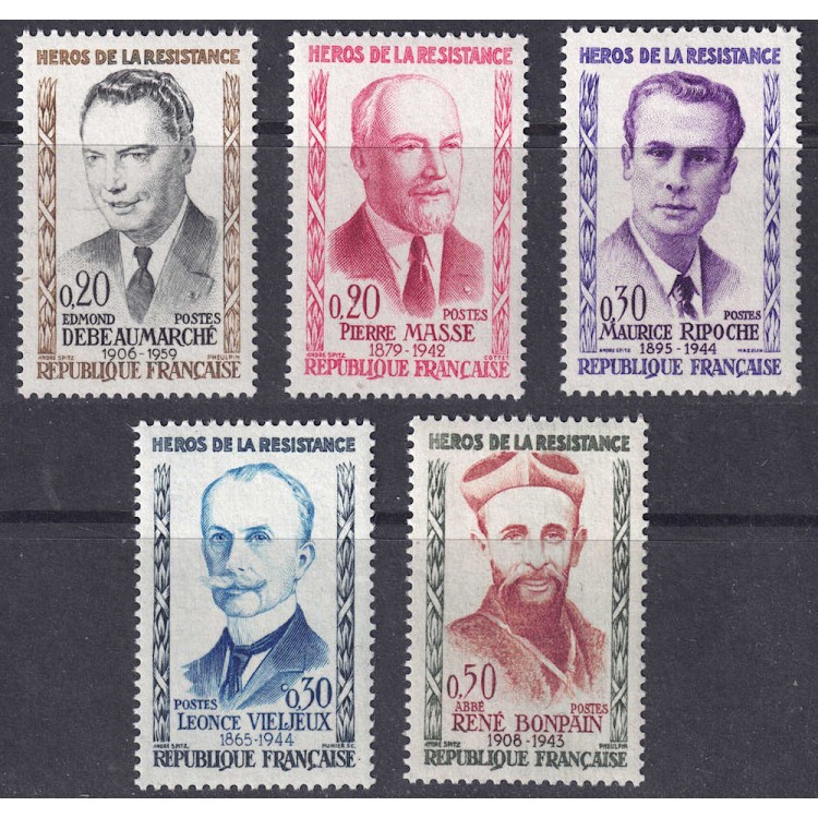 FRANCE 1960 Heroes of the Resistance (4th series) 5v MNH**
