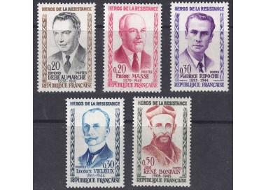 FRANCIA 1960 Eroi della Resistenza (4ª serie) 5v MNH**