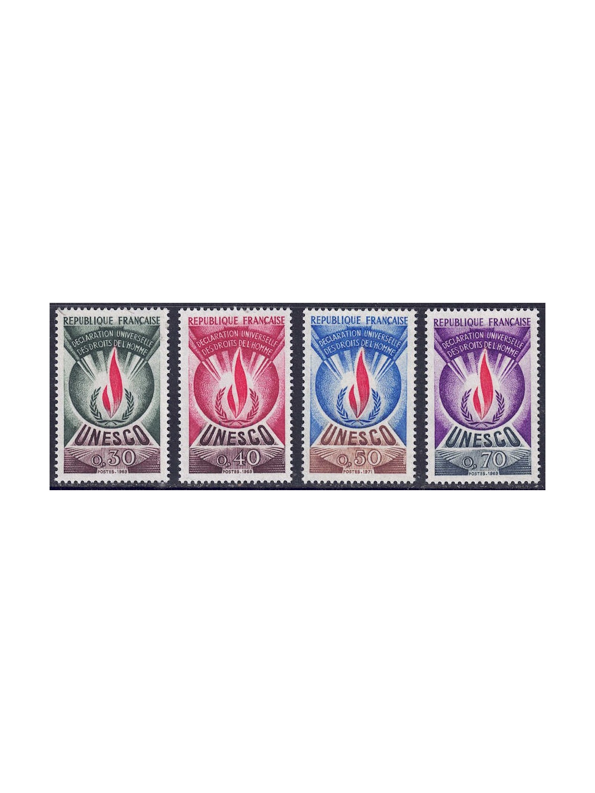 FRANCE 1969-71 Official Stamps (UNESCO) 4v MNH**