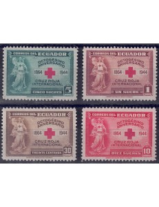 ECUADOR 1944 Red Cross 4v MH*