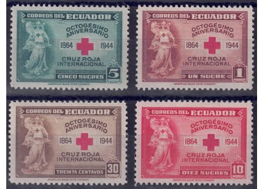 ECUADOR 1944 Red Cross 4v MH*