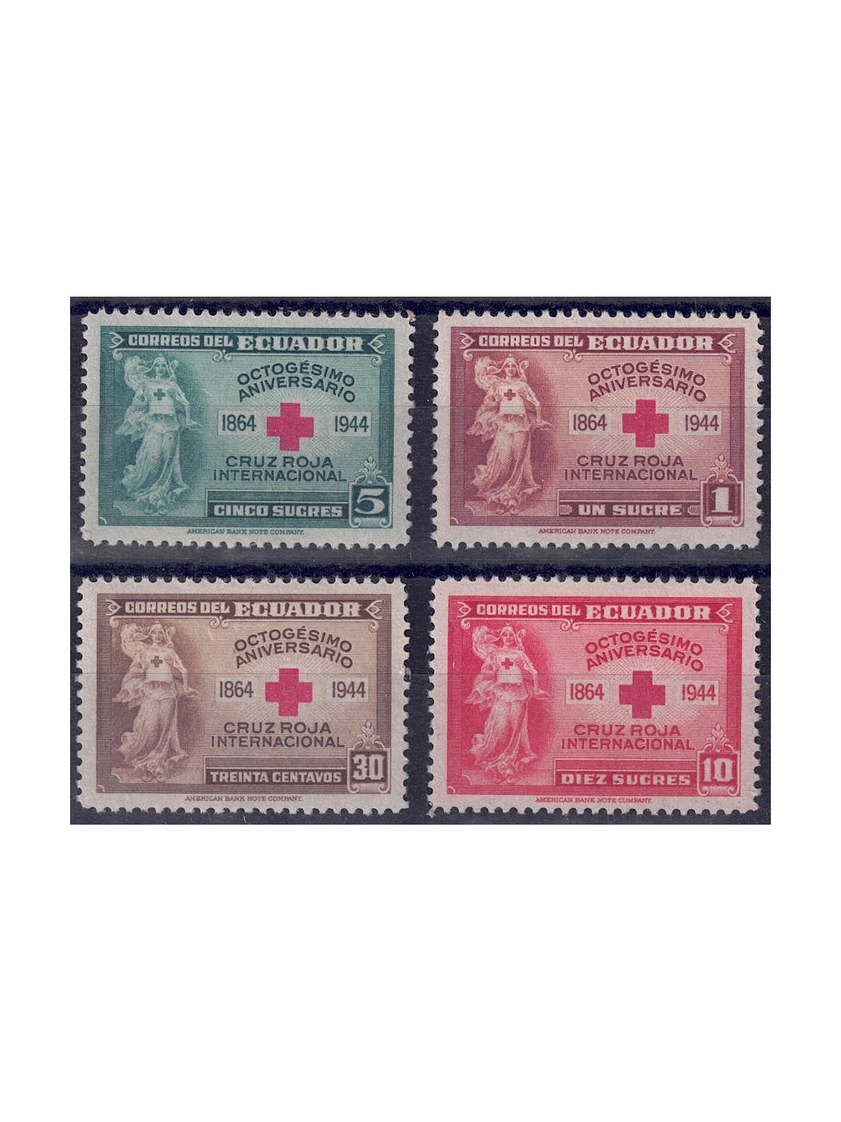 ECUADOR 1944 Red Cross 4v MH*