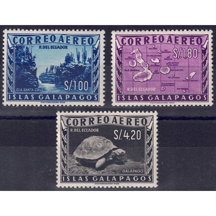 ECUADOR 1957 Isole Galapagos (posta aerea) 3v MH*