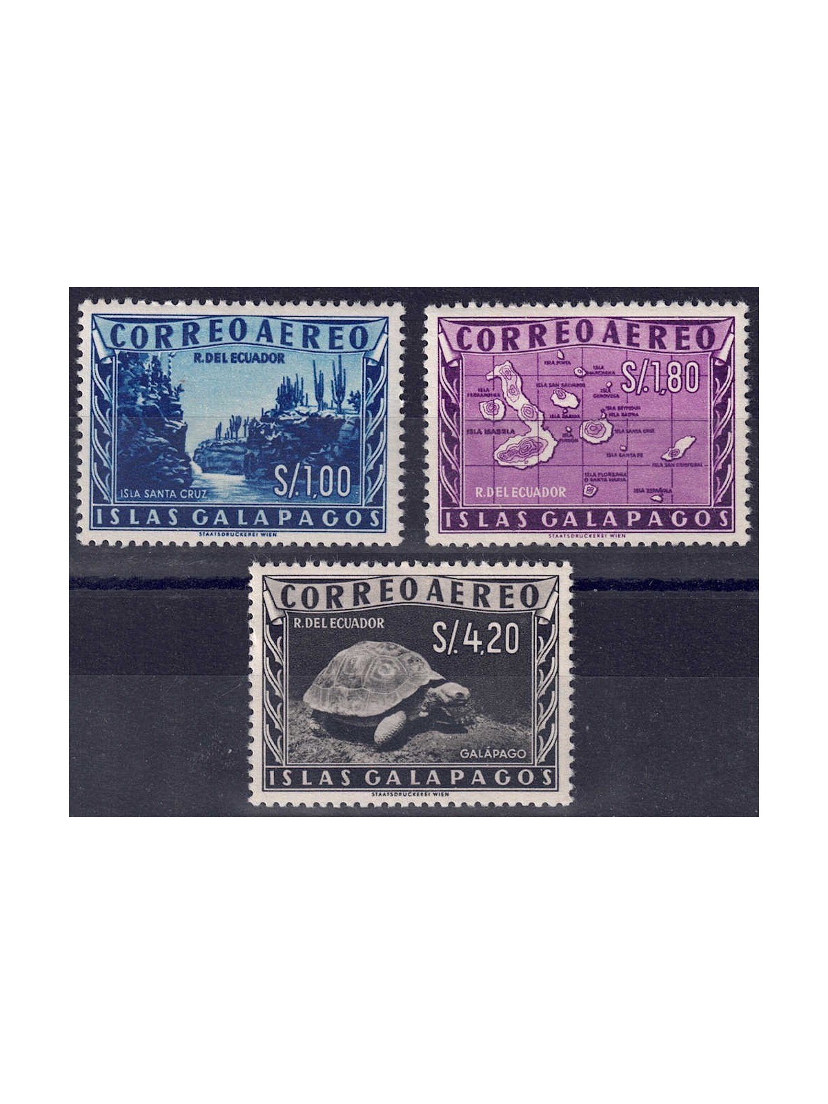 ECUADOR 1957 Galapagos Islands (airmail) 3v MH*
