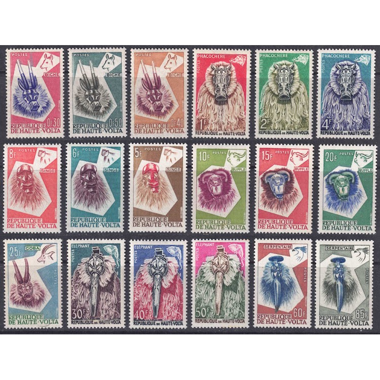 ALTO VOLTA 1960 Maschere di animali 18v MH*