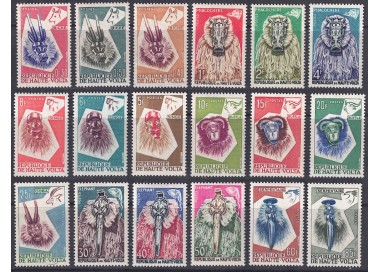 UPPER VOLTA 1960 Animal Masks 18v MH*