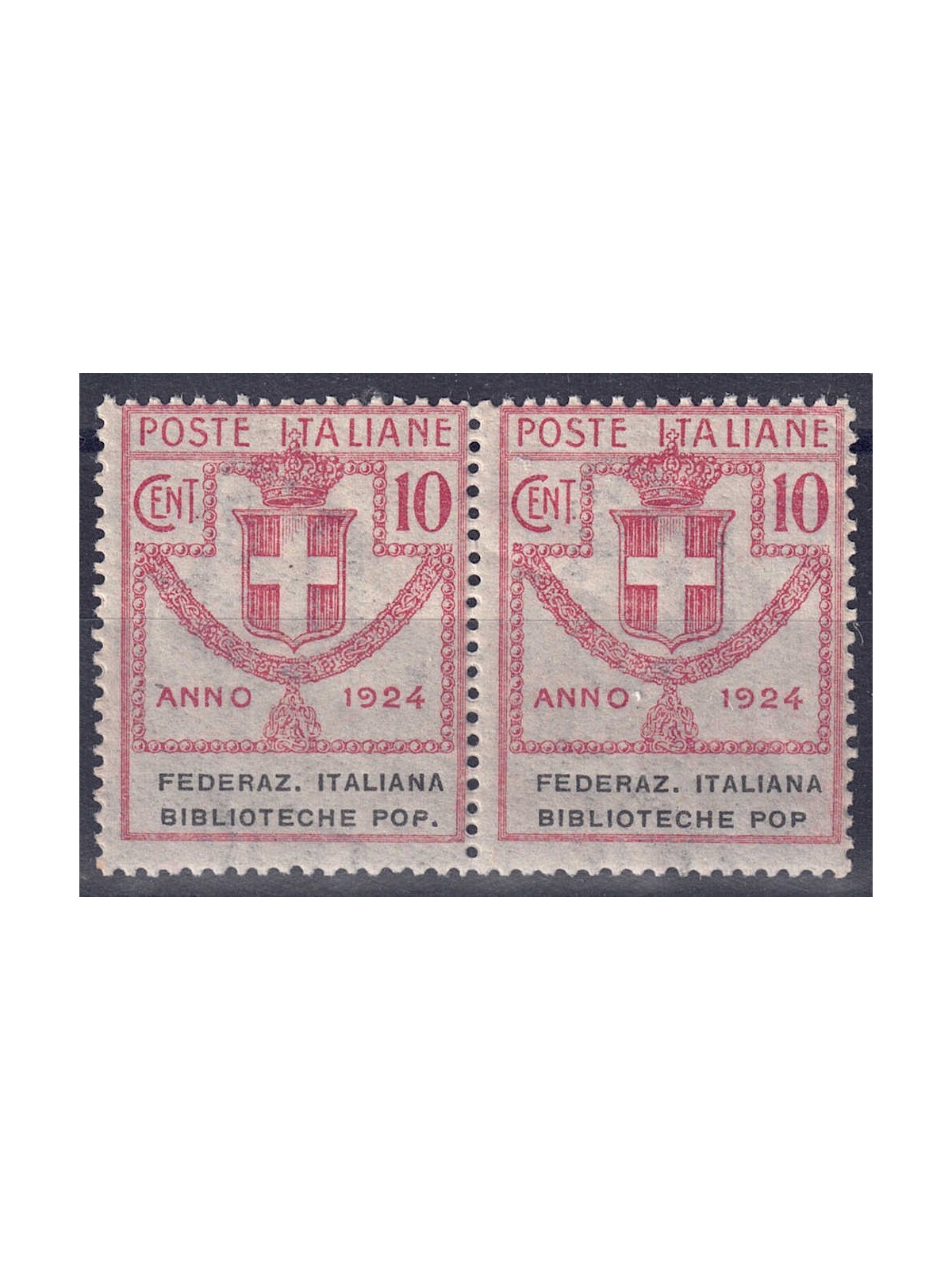 ITALIA REGNO 1924 Semistatali Federaz. Biblioteche Pop. (senza punto) MNH**